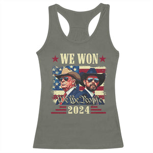 Trump Vance Cowboy We Won 2024 Racerback Tank Top TS09 Military Green Print Your Wear