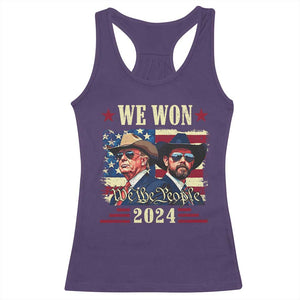 Trump Vance Cowboy We Won 2024 Racerback Tank Top TS09 Purple Print Your Wear