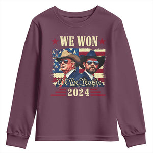 Trump Vance Cowboy We Won 2024 Youth Sweatshirt TS09 Maroon Print Your Wear