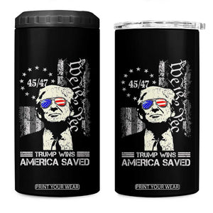 Trump Wins America Saved 4 in 1 Can Cooler Tumbler TS09 One Size: 16 oz Black Print Your Wear