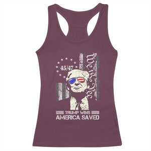 Trump Wins America Saved Racerback Tank Top TS09 Maroon Print Your Wear