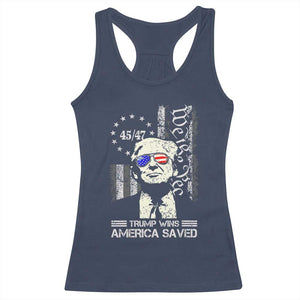 Trump Wins America Saved Racerback Tank Top TS09 Navy Print Your Wear