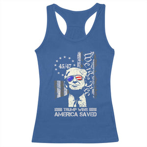 Trump Wins America Saved Racerback Tank Top TS09 Royal Blue Print Your Wear