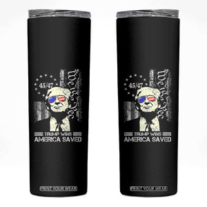 Trump Wins America Saved Skinny Tumbler TS09 Black Print Your Wear