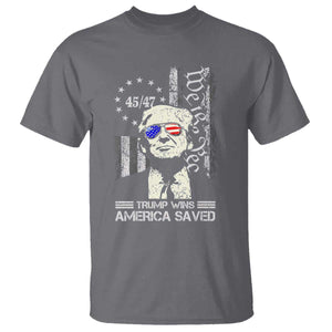 Trump Wins America Saved T Shirt TS09 Charcoal Print Your Wear