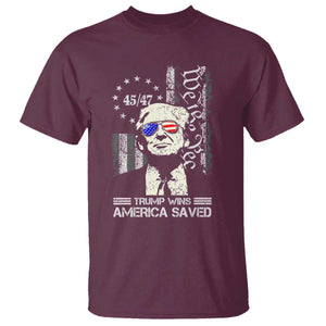 Trump Wins America Saved T Shirt TS09 Maroon Print Your Wear