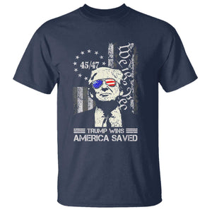 Trump Wins America Saved T Shirt TS09 Navy Print Your Wear
