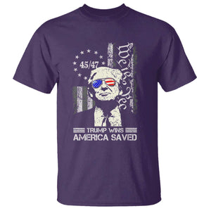 Trump Wins America Saved T Shirt TS09 Purple Print Your Wear