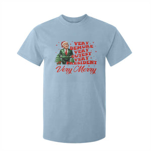 Christmas Trump T Shirt For Kid Very Demure Very Cutesy Very President Very Merry TS09 Light Blue Print Your Wear