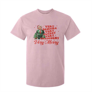 Christmas Trump T Shirt For Kid Very Demure Very Cutesy Very President Very Merry TS09 Light Pink Print Your Wear