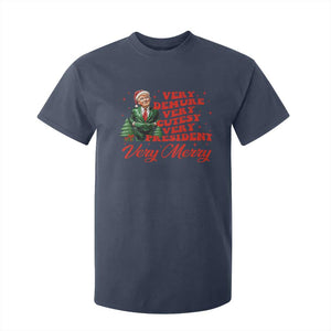 Christmas Trump T Shirt For Kid Very Demure Very Cutesy Very President Very Merry TS09 Navy Print Your Wear