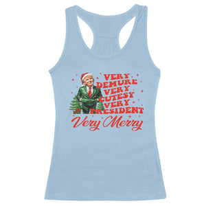Christmas Trump Racerback Tank Top Very Demure Very Cutesy Very President Very Merry TS09 Light Blue Print Your Wear