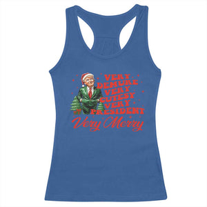 Christmas Trump Racerback Tank Top Very Demure Very Cutesy Very President Very Merry TS09 Royal Blue Print Your Wear