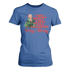 Christmas Trump T Shirt For Women Very Demure Very Cutesy Very President Very Merry TS09 Royal Blue Print Your Wear