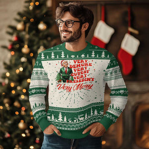 Xmas Trump Ugly Christmas Sweater Very Demure Very Cutesy Very President Very Merry TS09 Green Print Your Wear