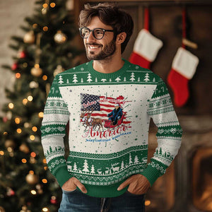 Xmas Trump Ugly Christmas Sweater Believe In The Magic Of America Make Christmas Great Again TS09 Green Print Your Wear