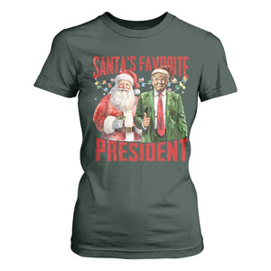 Christmas Trump T Shirt For Women Santa's Favorite President TS09 Dark Forest Green Print Your Wear