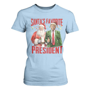 Christmas Trump T Shirt For Women Santa's Favorite President TS09 Light Blue Print Your Wear