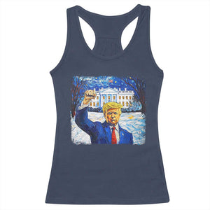 Trump 2024 Racerback Tank Top Christmas Starry Night Vincent Van Gogh TS09 Navy Print Your Wear