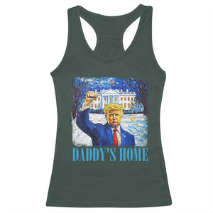 Trump 2024 Racerback Tank Top Daddy's Home Starry Night Christmas TS09 Dark Forest Green Print Your Wear