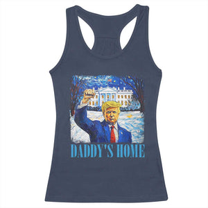 Trump 2024 Racerback Tank Top Daddy's Home Starry Night Christmas TS09 Navy Print Your Wear