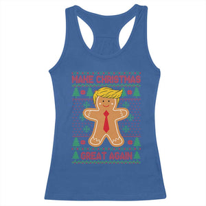 Funny Christmas Trump Racerback Tank Top Gingerbread Trump Make Christmas Great Again TS09 Royal Blue Print Your Wear