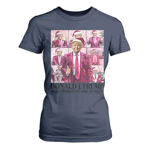 Christmas Trump T Shirt For Women Pink Trump Era Make Christmas Great Again TS09 Navy Print Your Wear