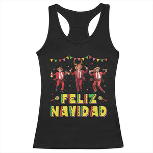 Funny Mexico Xmas Trump Racerback Tank Top Feliz Navidad Trump Dancing TS09 Black Print Your Wear