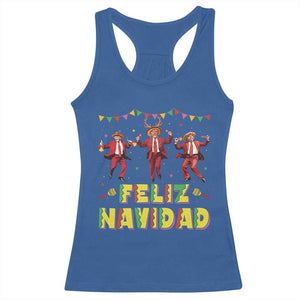 Funny Mexico Xmas Trump Racerback Tank Top Feliz Navidad Trump Dancing TS09 Royal Blue Print Your Wear