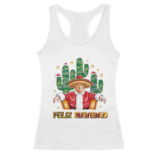 Funny Mexico Xmas Trump Racerback Tank Top Feliz Navidad Trump Santa TS09 White Print Your Wear