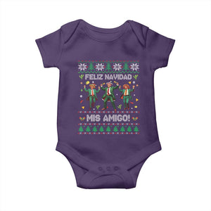 Funny Mexico Xmas Trump Baby Onesie Feliz Navidad Mis Amigo Trump Dancing TS09 Purple Print Your Wear