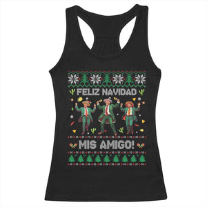 Funny Mexico Xmas Trump Racerback Tank Top Feliz Navidad Mis Amigo Trump Dancing TS09 Black Print Your Wear