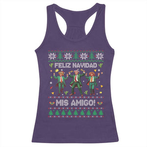 Funny Mexico Xmas Trump Racerback Tank Top Feliz Navidad Mis Amigo Trump Dancing TS09 Purple Print Your Wear