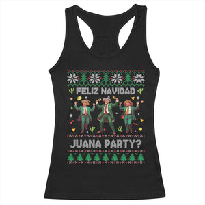 Funny Mexico Xmas Trump Racerback Tank Top Feliz Navidad Juana Party Trump Dancing TS09 Black Print Your Wear