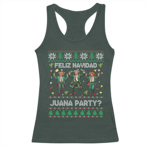 Funny Mexico Xmas Trump Racerback Tank Top Feliz Navidad Juana Party Trump Dancing TS09 Dark Forest Green Print Your Wear