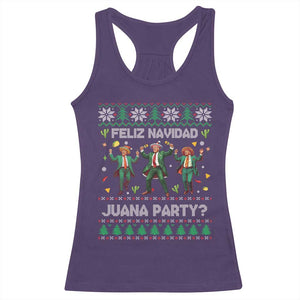 Funny Mexico Xmas Trump Racerback Tank Top Feliz Navidad Juana Party Trump Dancing TS09 Purple Print Your Wear