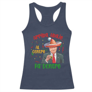 Funny Mexico Xmas Trump Racerback Tank Top Arriba Abajo Al Centro Pa Dentro Trump Drinking Tequila TS09 Navy Print Your Wear