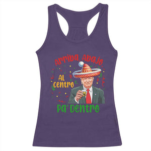 Funny Mexico Xmas Trump Racerback Tank Top Arriba Abajo Al Centro Pa Dentro Trump Drinking Tequila TS09 Purple Print Your Wear