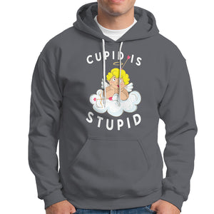 Cupid Is Stupid Funny Anti Valentine's Day Hoodie TS09 Charcoal Printyourwear