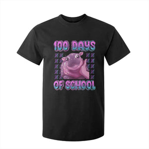 100th Day Of School T Shirt For Kid Cute Moo Deng Baby Hippo 100 Days TS09 Black Print Your Wear