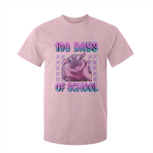 100th Day Of School T Shirt For Kid Cute Moo Deng Baby Hippo 100 Days TS09 Light Pink Print Your Wear