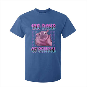 100th Day Of School T Shirt For Kid Cute Moo Deng Baby Hippo 100 Days TS09 Royal Blue Print Your Wear