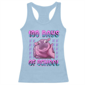 100th Day Of School Racerback Tank Top Cute Moo Deng Baby Hippo 100 Days TS09 Light Blue Print Your Wear