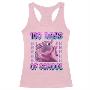 100th Day Of School Racerback Tank Top Cute Moo Deng Baby Hippo 100 Days TS09 Light Pink Print Your Wear