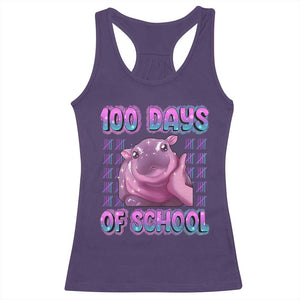 100th Day Of School Racerback Tank Top Cute Moo Deng Baby Hippo 100 Days TS09 Purple Print Your Wear