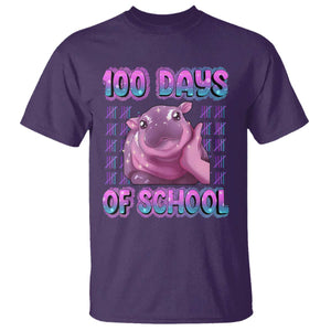 100th Day Of School T Shirt Cute Moo Deng Baby Hippo 100 Days TS09 Purple Print Your Wear