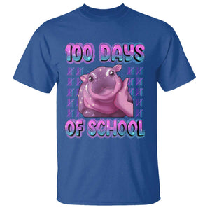 100th Day Of School T Shirt Cute Moo Deng Baby Hippo 100 Days TS09 Royal Blue Print Your Wear