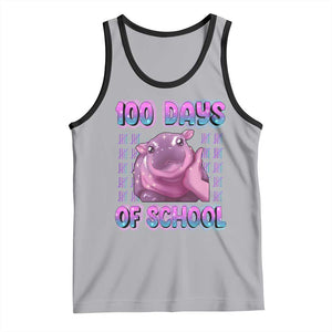 100th Day Of School Tank Top Cute Moo Deng Baby Hippo 100 Days TS09 Athletic Heather Black Print Your Wear