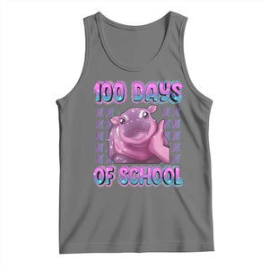 100th Day Of School Tank Top Cute Moo Deng Baby Hippo 100 Days TS09 Black Heather Print Your Wear