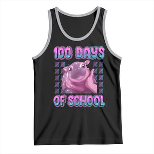 100th Day Of School Tank Top Cute Moo Deng Baby Hippo 100 Days TS09 Black Athletic Heather Print Your Wear